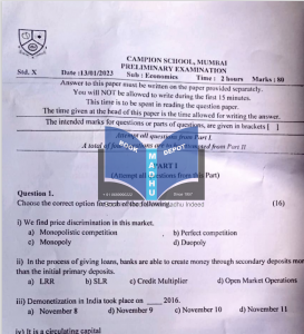 Campion School - Preliminary Exam Paper 10th - 2023