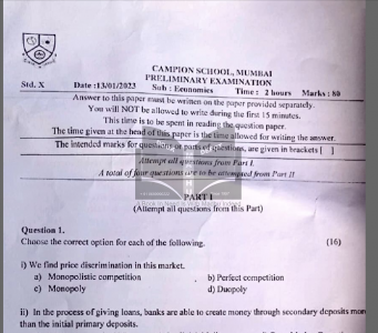 CAMPION economics prelim